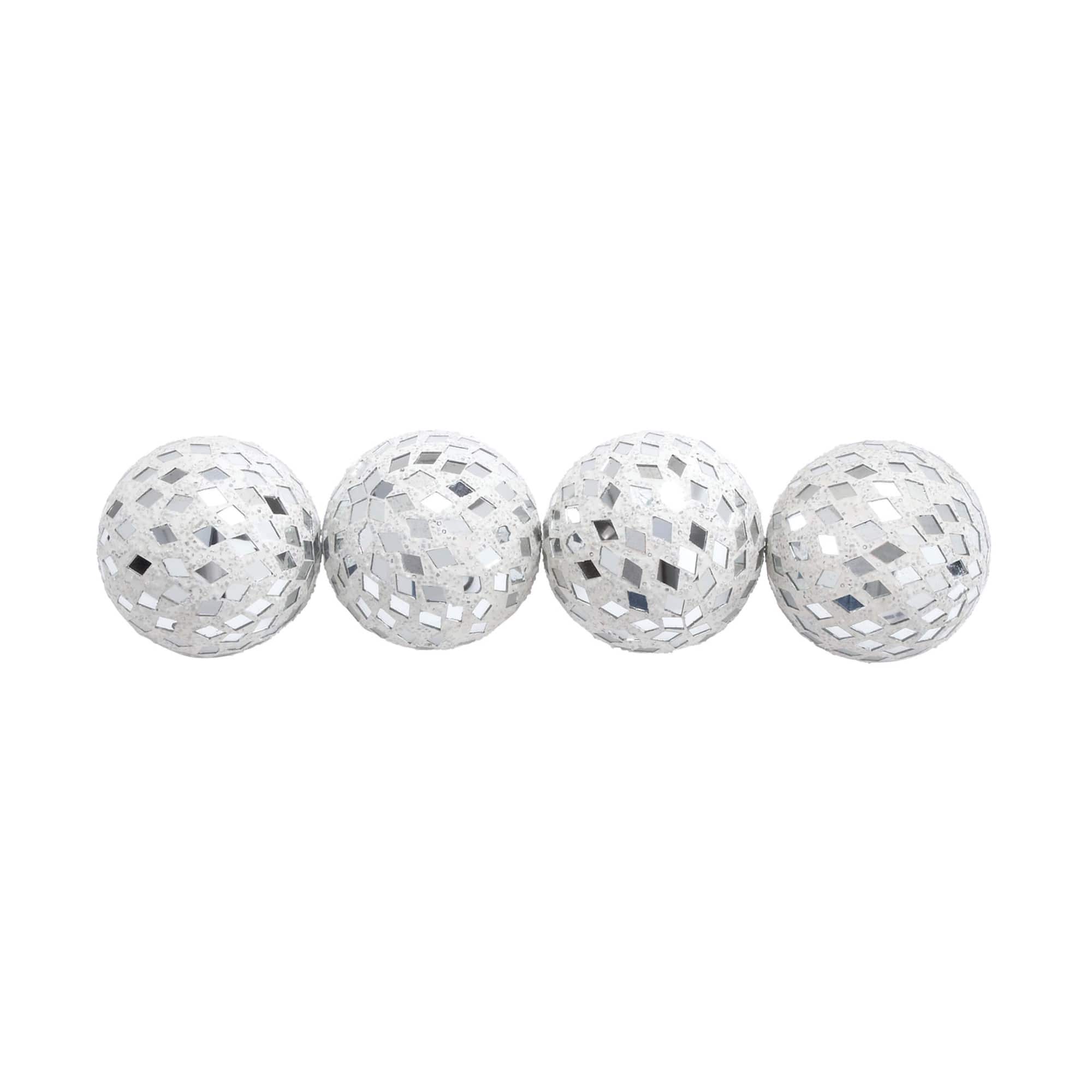 4" White Glass Decorative Glam Orbs, 4ct.
